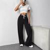 Women's High-Waist Wide-Leg Sports Pants - Casual, Loose Fit with Pockets