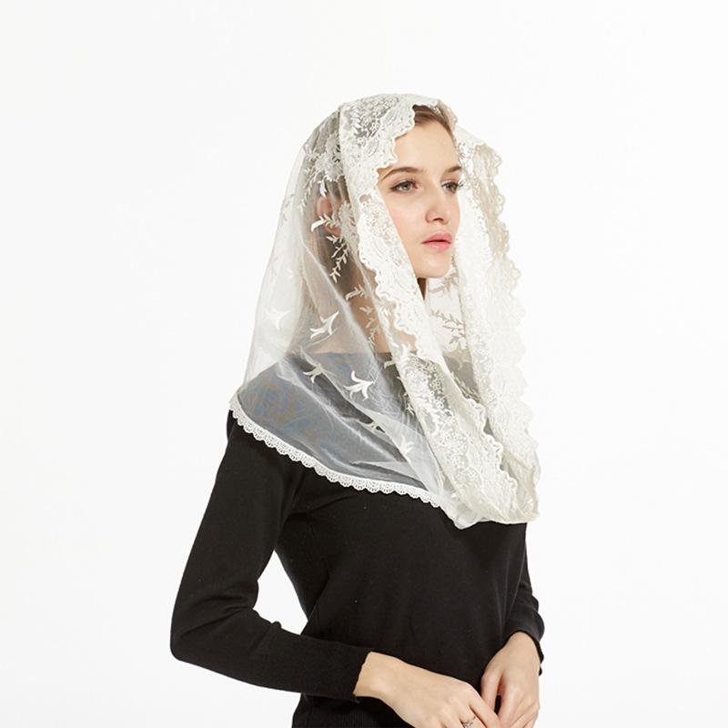 Miękkie welony mantilla dla kobiet Koronkowy welon nieskończoność Mantilla Łaciński welon nieskończoność do kaplicy Łacińska msza Nakrycie głowy Koronkowy szal Welony mantilla do kościoła