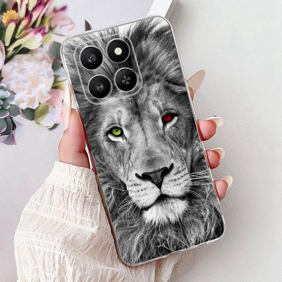 Weiche dünne transparente Silikonhülle für Huawei Honor 400 Smart Funda Honor X7D Katze Rose Blume Drache Mode Stoßfester Stoßfänger