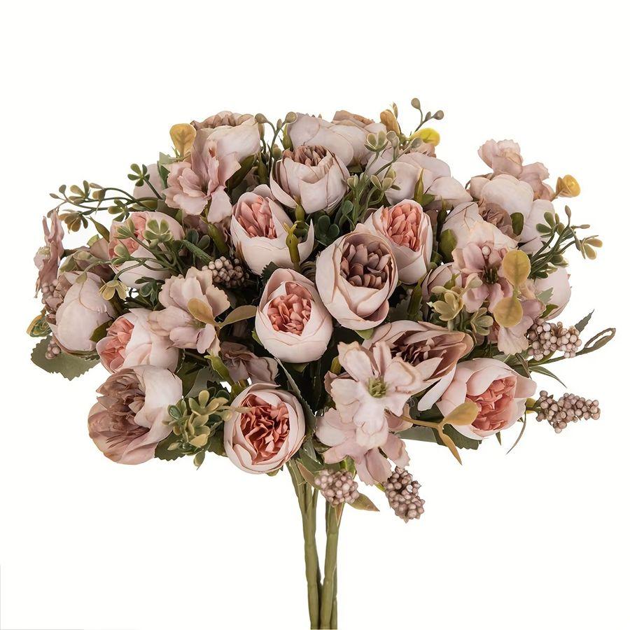 Artificial Flowers Tea Bud Rose Peony Wreath Wedding Wall Bridal Bouquet Home Room Table Garden Diy Gift Archway Decoration prop