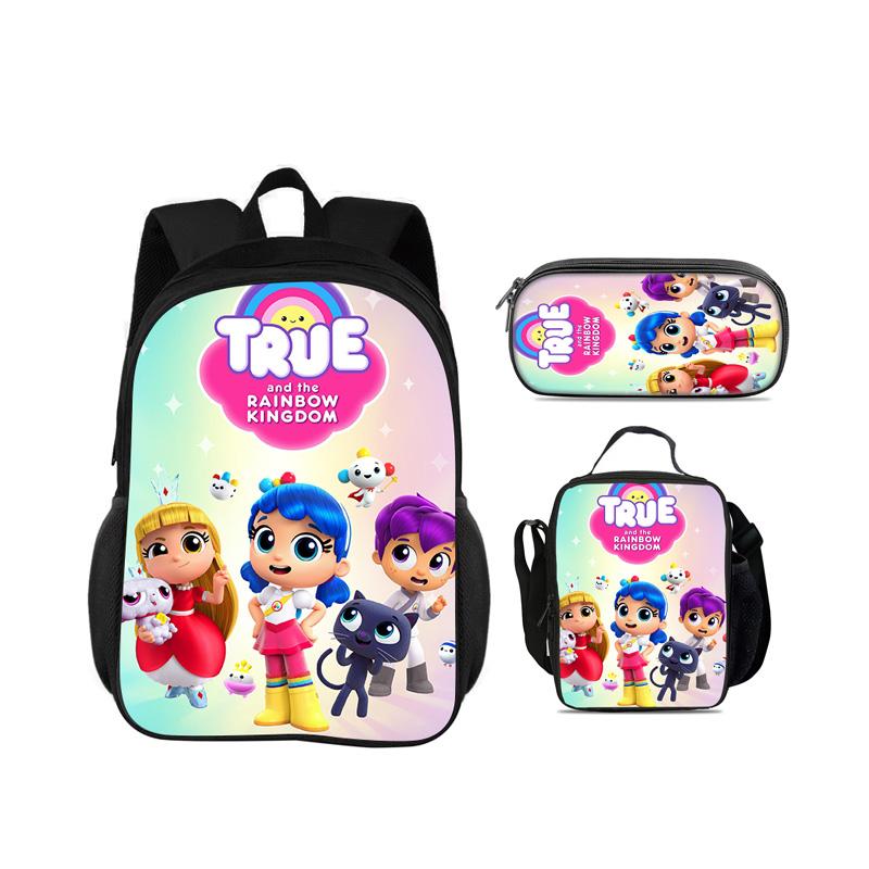 Rucsac, etui, pachet de gheață, Set 3 bucăți, imprimeu desen animat, Grădiniță, copii și elevi