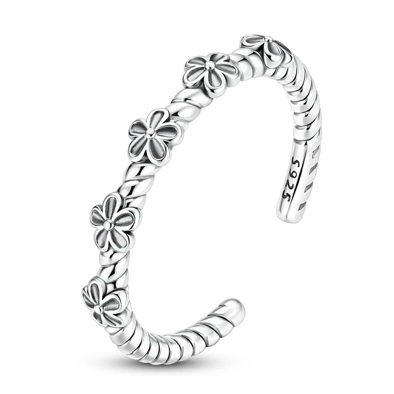 CopperHorse Head Flower Cross Open Rings Blue Zircon Open Rings for Women Dating Travel Wedding Anniversary Jewelry Gift
