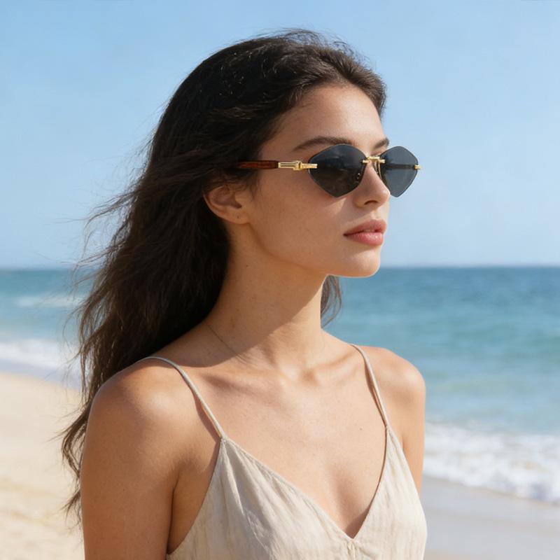 Retro Metal Frameless Sunglasses for Men and Women Fashion Trendy UV Resistant Outdoor Sunscreen Sunshade Glasses