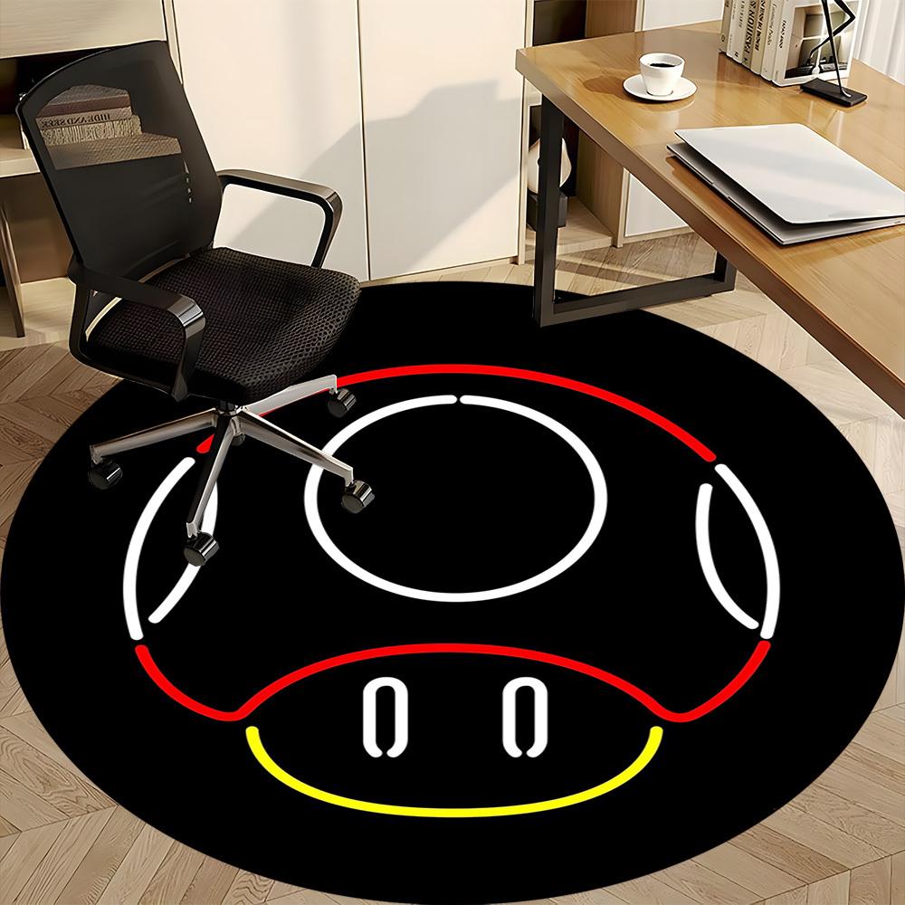 1pc Mushroom Icon Chair Carpet for Office - Indoor Non-Slip Washable Polyester Fiber Carpet, Soft Comfortable Mat For Office yy250928025
