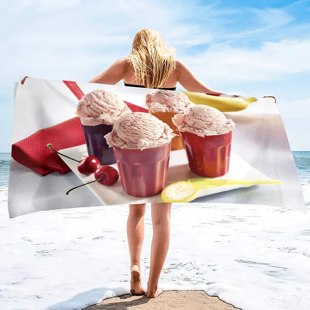 Summer Beach Towel for Adults Kids, Ice Cream Quick Dry Bath Pool Towels Beach Accessories Microfiber Sand Free Beach Towels