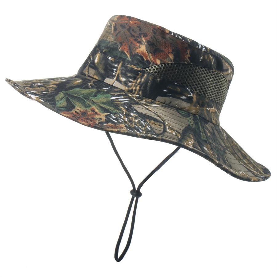 Cappello a secchiello mimetico da escursionismo all'aperto cappello da escursionismo mimetico da giungla cappello da sole traspirante con protezione solare