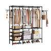 Simple three-row multi-functional storage hanger household bedroom floor rack coat rack
