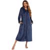 Bata de felpa con cremallera para mujer con capucha térmica larga bata de noche invierno comodidad cremallera reclinable pijama bata de casa ropa casual bata de noche