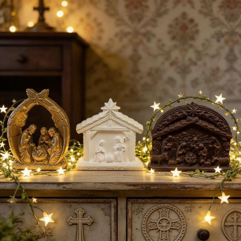 Nativity Themed Silicone Mold Easy Demold Holiday Candle Silicone Mould For Resin Casting Making Candle Soap Chocolate