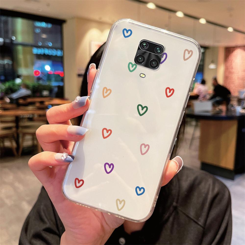 Love Heart Transparent Phone Case For Xiaomi Redmi Note 8 9 9S Pro Max 8T 9A 9C 9T Clear Non-Yellowing Shockproof Women Cover