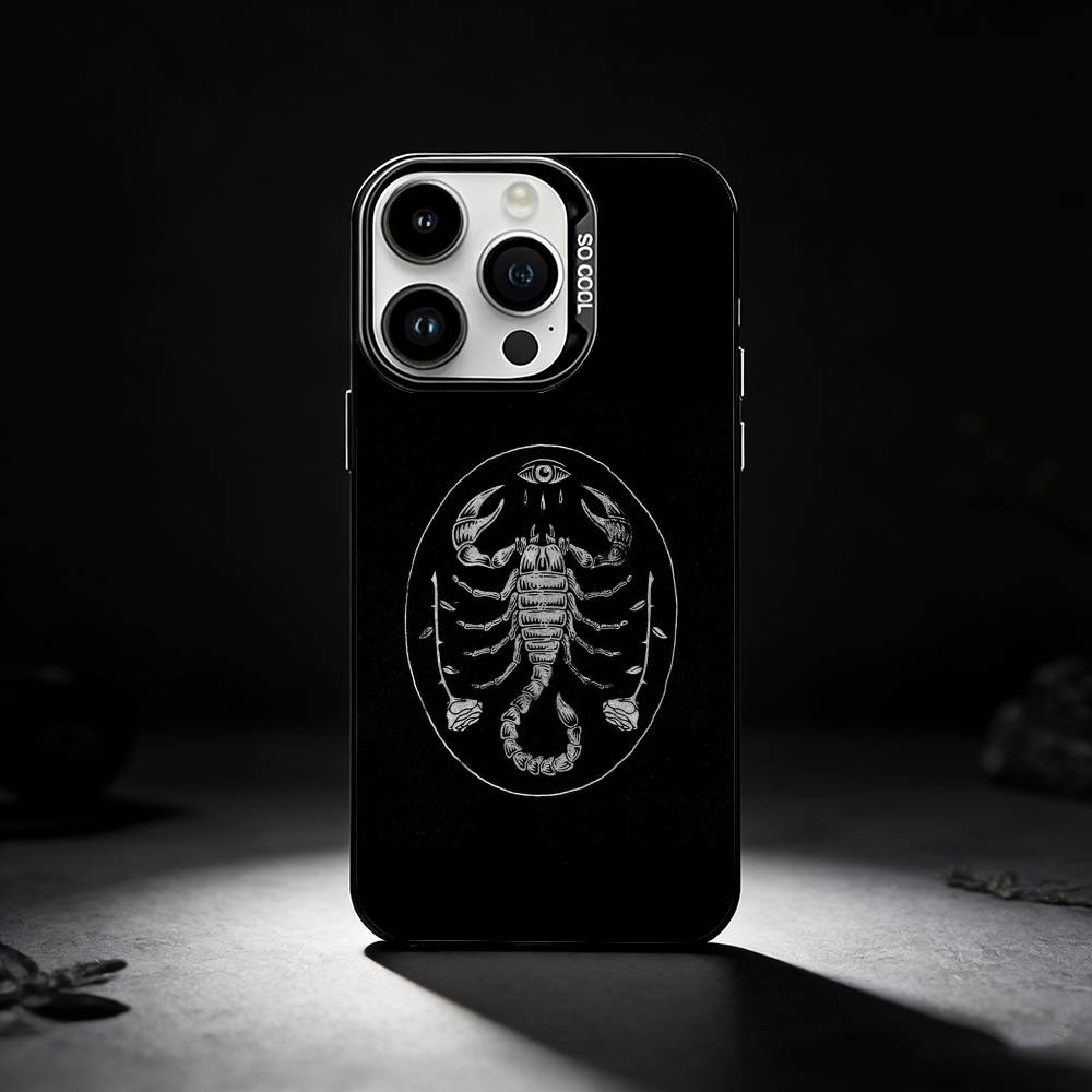 

Edgy Dark Gothic Scorpion Phone Case For iPhone 17,16,15,14,13,12,11 Plus,Pro Max,XS,Colored silver phone case iPhone17