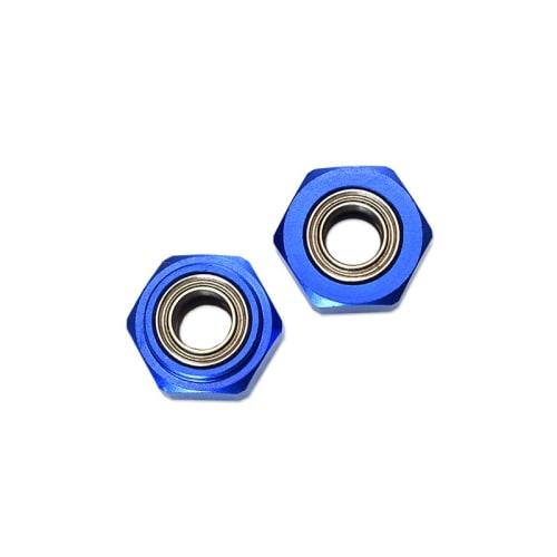 RC Spare Parts Tamiya DT-03 Upgrade Parts Aluminum Front Wheel Hex Adapter with Bearing - 2-Piece Set Blue