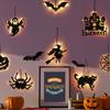 LED Light Up Halloween Hanging Ghost Spider Web Bat Ornaments Halloween Party Horror Props Indoor Outdoor Home Decoration Gifts