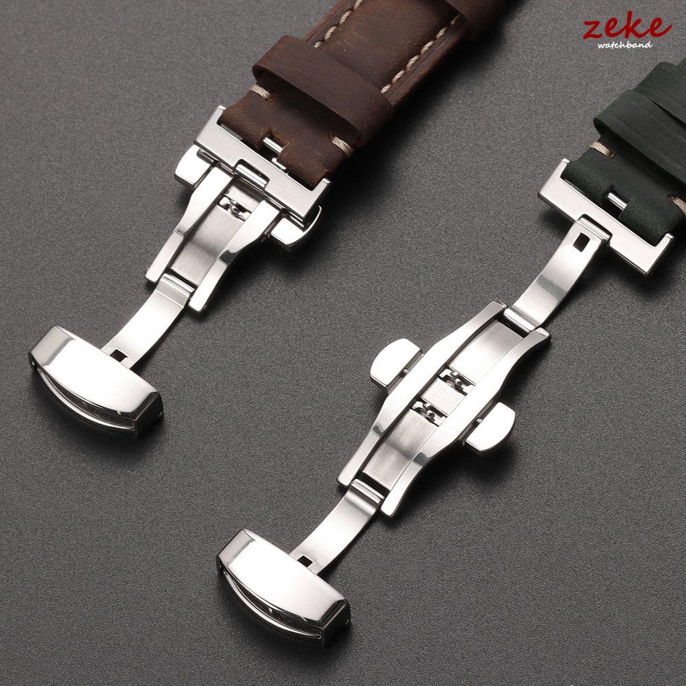 Genuine Calfskin Leather Watchband 20mm 22mm 24mm Butterfly Buckle Bracelet for Omega Business Watch Band for Seiko Brown Straps