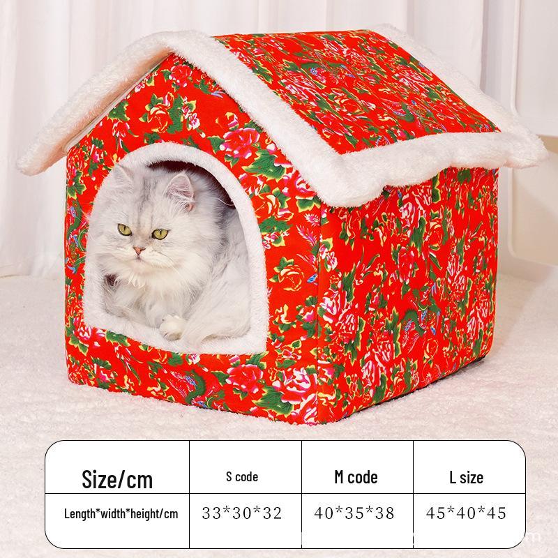 

Cozy Enclosed Cat House: All-Season Comfort & Security for Kittens and Large Cats Northeast Large Flower Medium House