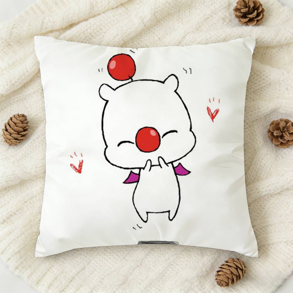 FFinal Fantasy Moogle FF VI Doublesided Printed Square Decorative Cushion Cover for Sofa Living Room Home Decor