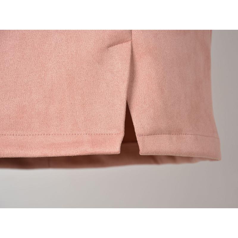 Damen Wildleder Wickelrock mit hoher Taille, Reißverschluss, einfarbig, Neckholderrock