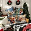 Christmas decoration pillowcase Winter snow scene Santa Claus and gift pillow cover sofa cushion suite room home decoration