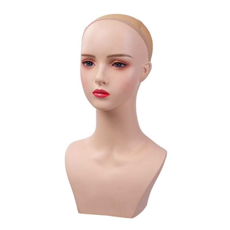 Wig Stand Portable Wig Holder Female Mannequin Head Wig Display Stand Wig Training Head Model for Hair Salons