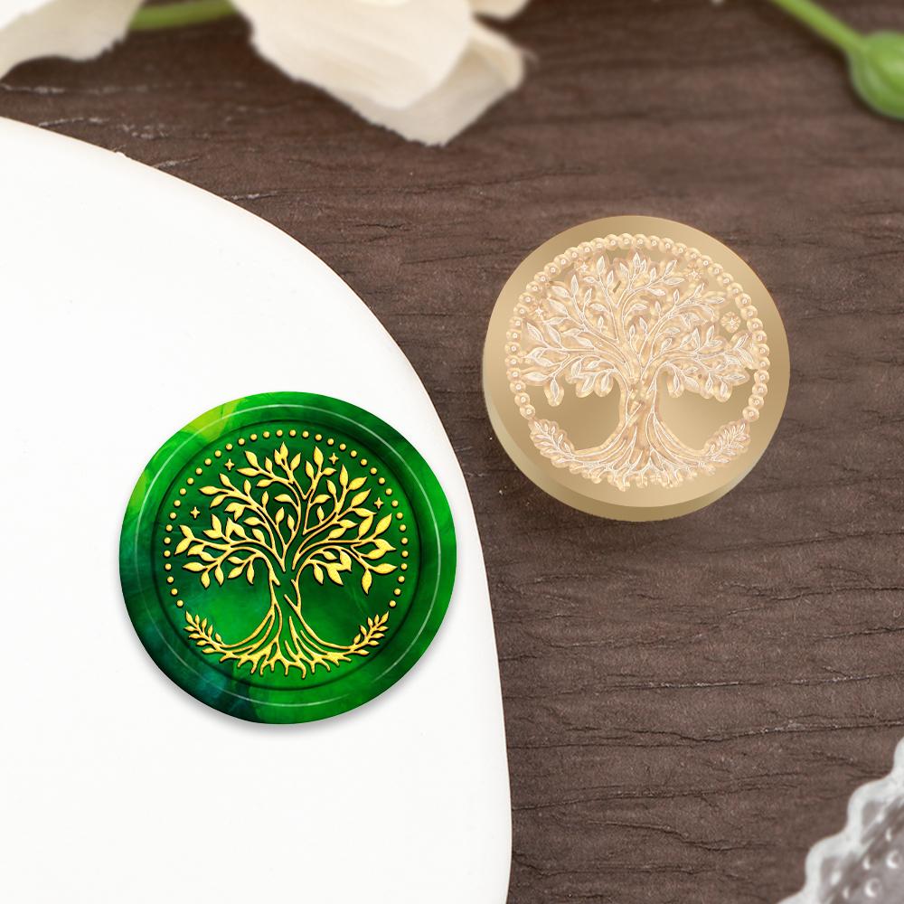 

Tree of Life Wax Seal Stamp, Botanical Wax Seal Stamps Interchangeable Brass Stamp Heads for Decorating Gifts and Greeting Cards