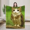 Meowl Cat Owl Funny Internet Trendy Meme Blanket Super Warm Fluffy Plush Throw Blanket For Couch Bed Flannel Bedspread Bed Cover
