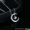 S925 Sterling Silver Star and Moon Pendant Clavicle Necklace for Women - Mori Style