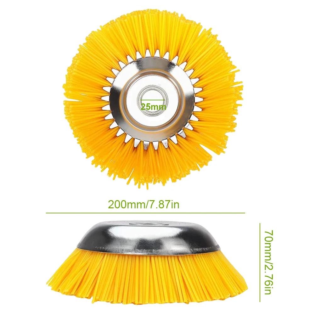 8 Inch Universal Grass Trimmer Weed Brush Mowing Head Nylon Wire Wheel Trimmer Brush Weeder for Garden Weed Lawn Garden Tools