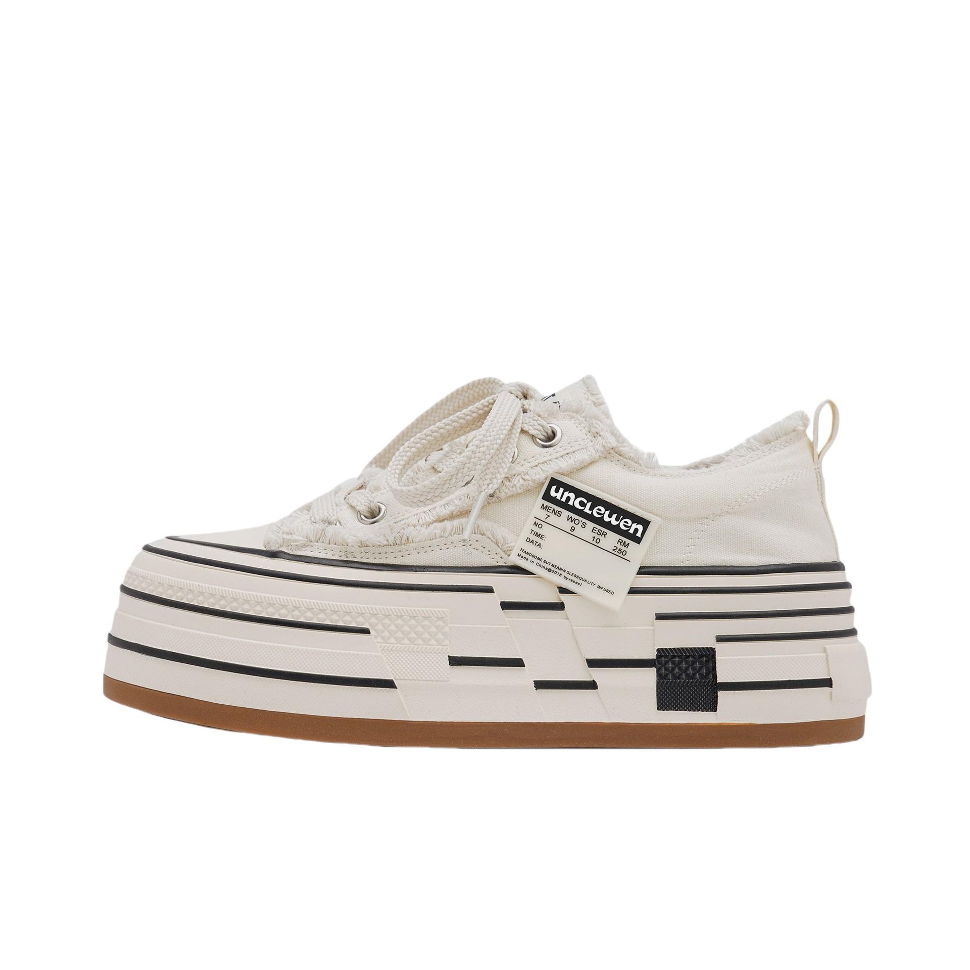 

Калифорнийский колледж повседневный стиль грубой кромки нищенские туфли женские 2025 новые парусиновые туфли на толстой подошве с завышенной круглой головкой на шнуровке 35