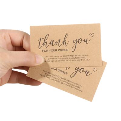 For Small Business Online Retail Greeting  Labels Express Appreciate "Thank You For Your Order" Postcards Kraft Paper Cards