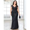 European and American Plus-Size New Sequined Evening Dress for Women, Sexy and Elegant Fitted Mermaid Gown, Long Style for Toasting