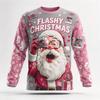 Autumn Winter New Ugly Christmas Long Sleeved T-shirt Santa Claus Pattern Cotton Comfortable Xmas Party T-shirt Top Gift for Men