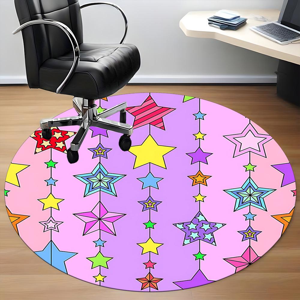 1pc Star PatternChair Carpet for Office, Indoor Non-Slip Washable Polyester Fiber Carpet, Mat For Office, Machine Washable
