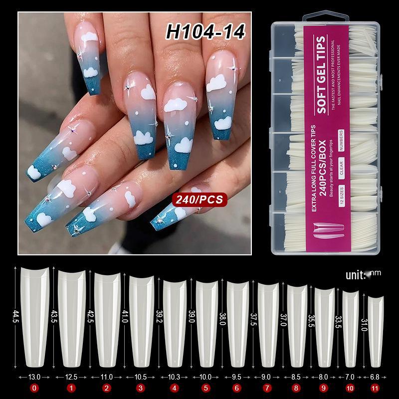 XXXL Denim Water Pipe Nail Art Set - 240 Transparent Ballet Nail Stickers