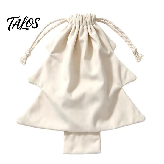 Christmas Gift Bags Tree Drawstring Presents Bag, Reusable Plush Wrapping Pouch, Party Supplies Shaped Holiday Favors Bag for Candy, Goody,
