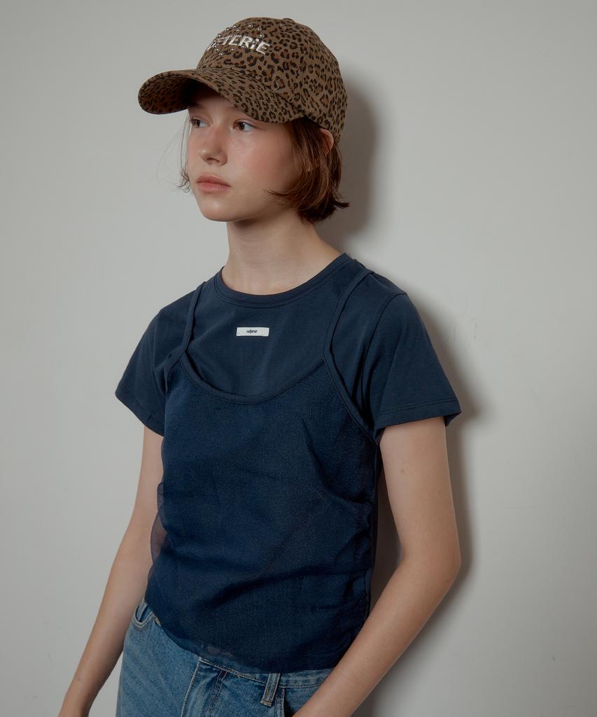 Leteoli Bustier Layered T-Shirt_Navy