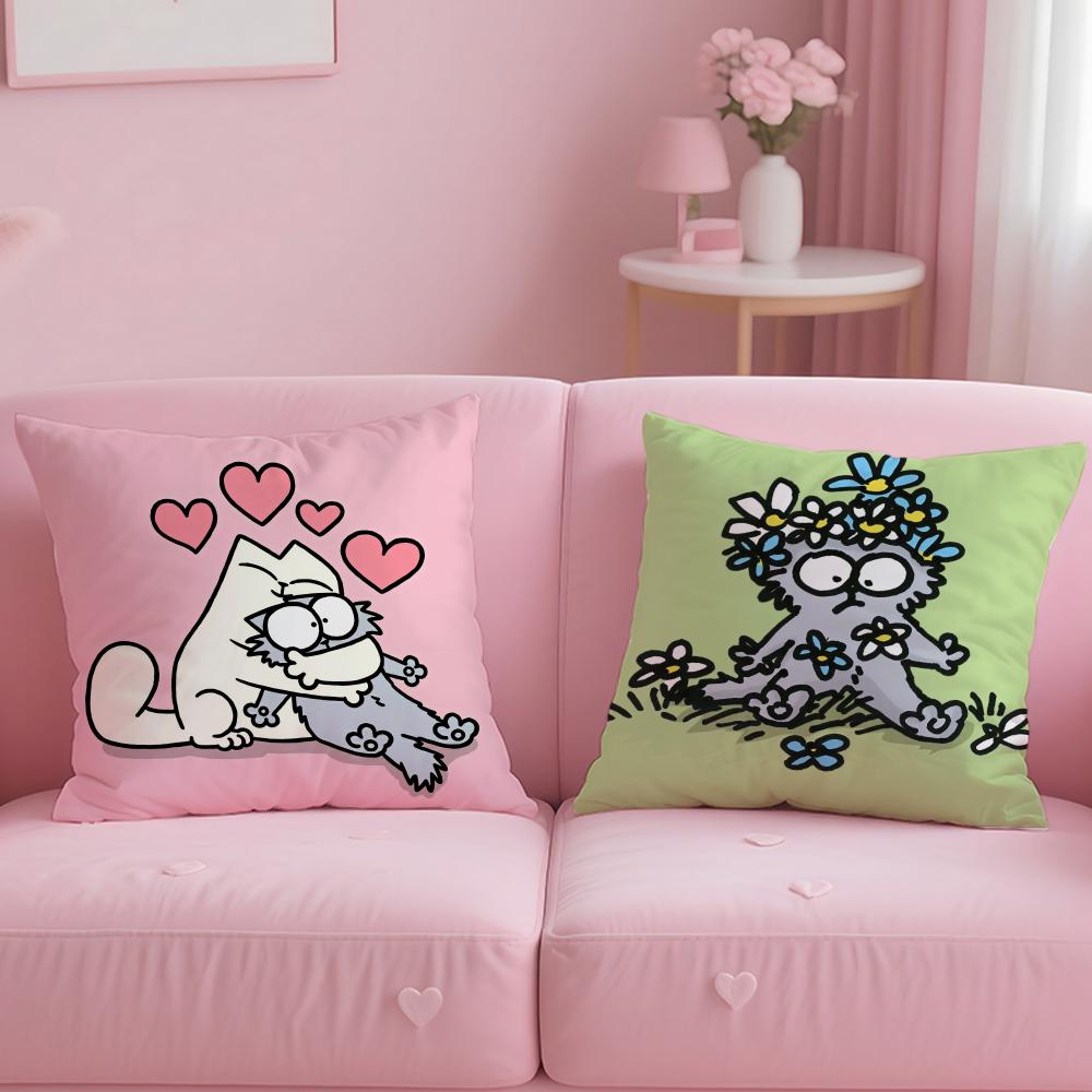 Hot-Cartoon S-Simons-Cat Pillow Case Short Plush Double-Sided Printing Home Machine Washable In Warm Winter Cushion Cover