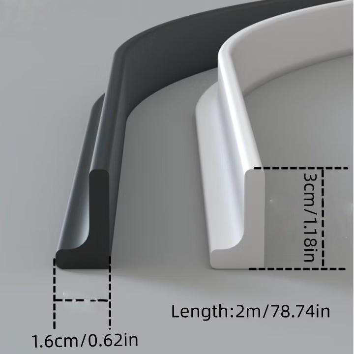 1pc 2m/78.74in Shower Threshold Water Guard Dam Bottom Seal for Bathroom Glass Shower Door Strip Dry and Wet Separation Caulk Se