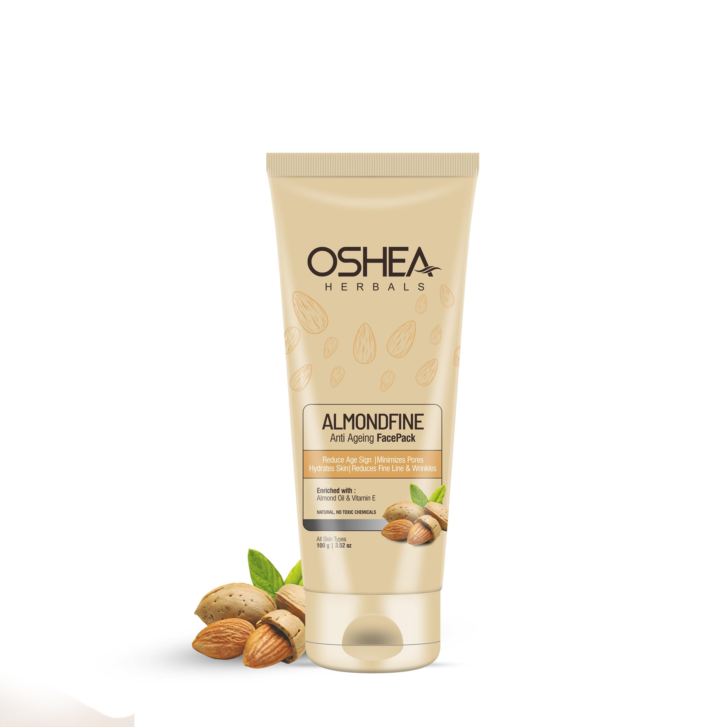 Oshea Herbals Almondfine Anti Ageing Face Pack for All Skin Types | Reduces Fine Lines & Wrinkles, Minimizes Pores & Hydrates Skin | Enriched wit