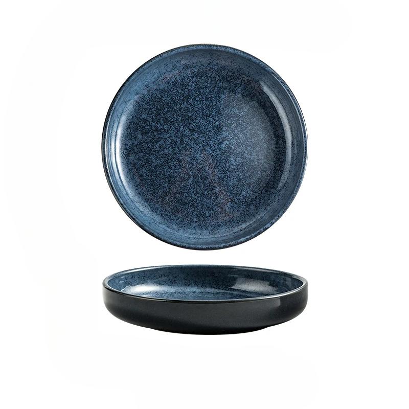 

Бытовая керамическая посуда Простая круглая глубокая тарелка Столовая посуда Западная еда Плоская тарелка Стейк