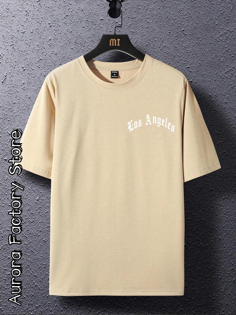 Los Angeles T-shirt Sommar Män Sport Fitness Toppar T-shirts Manlig Casual Kortärmad Bomullskläder Mode Bokstavstryck Streetwear
