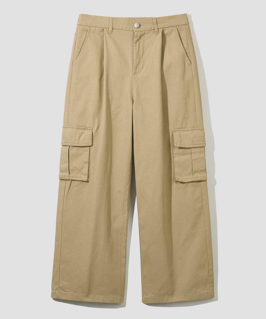 AGOD [2Pack] Wide Big Pocket Cotton Cargo Elastic Pants