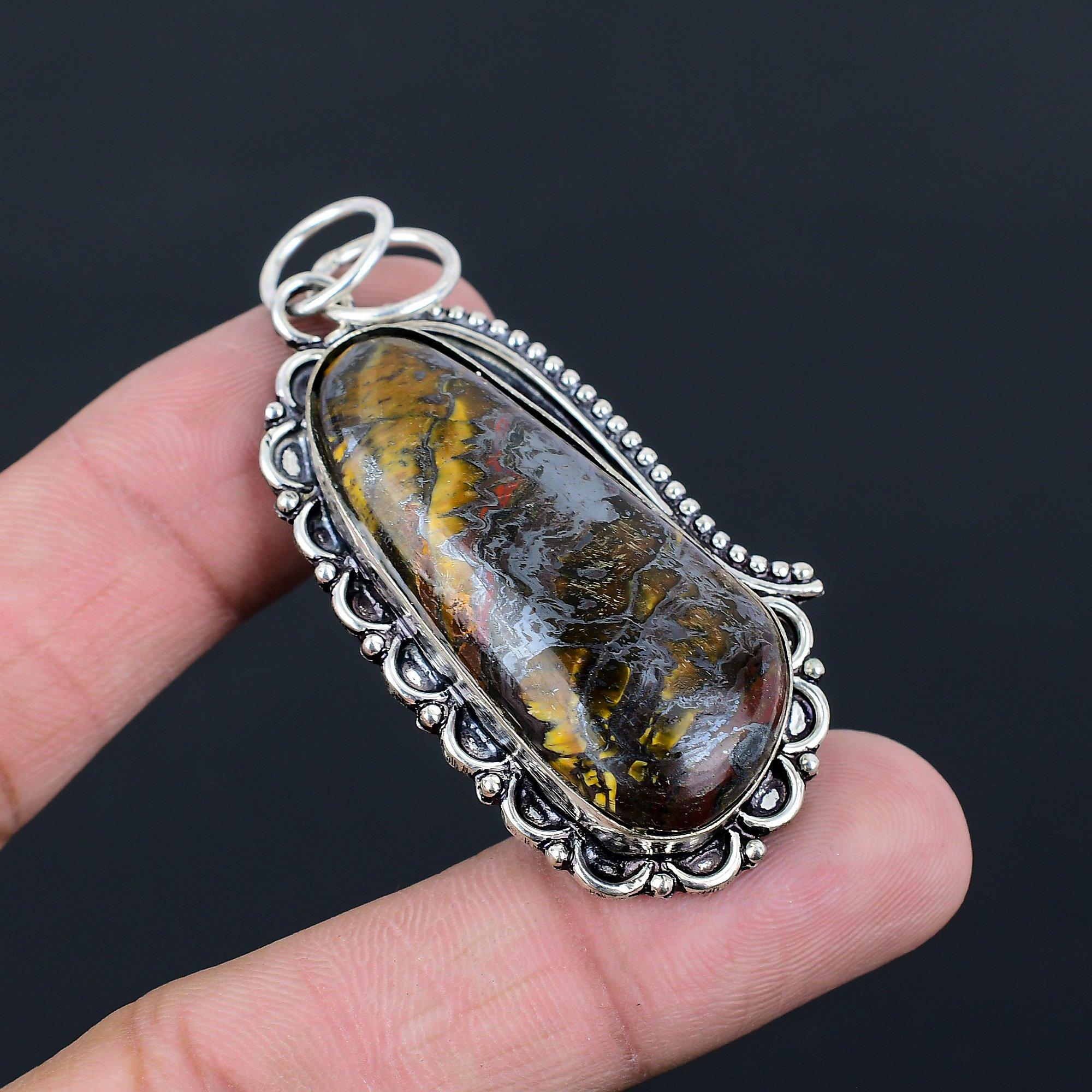 Sisters Day Deal Oval Iron Tiger Eye Stone Engagement Pendant Jewelry 925 Silver