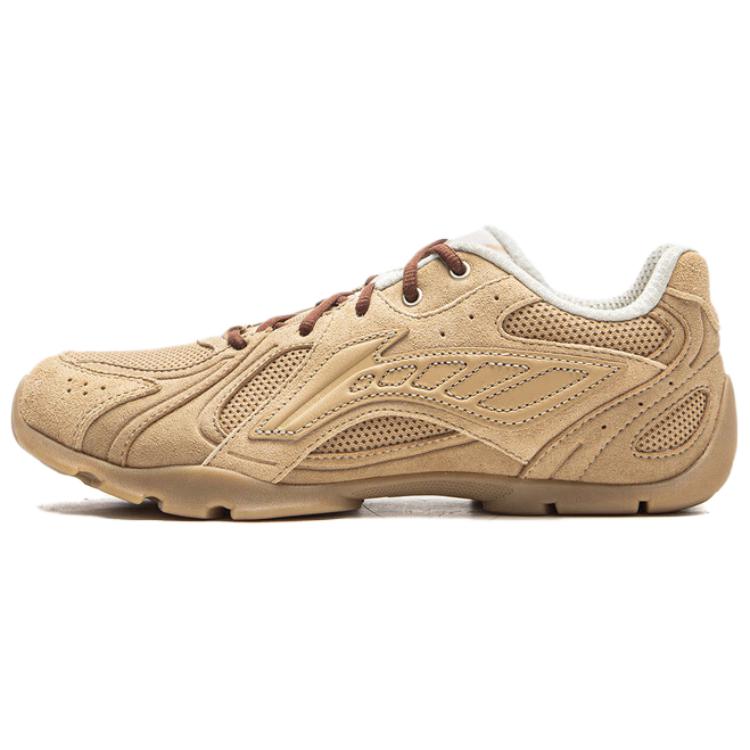 Li Ning Fashionable Simple Versatile Shock Absorbing Wear Resistant Low Top Casual Shoes Women Sneaker Tea-Brown AZGV030-1
