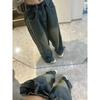 Y2K Vintage Yüksek Bel Sokak Stili Mavi Kot Pantolon Kore Moda kadın Geniş Bacak Çizgili denim pantolon Kadın Giysileri