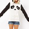Women Panda Print Long Sleeve Heaps Collar Hoodies Hooded Pullover Sweatshirt