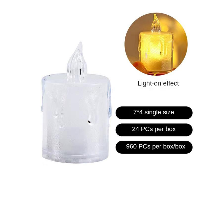LED Electronic Candle with Battery Acrylic Crystal Luminous Lamp Christmas Decoration Atmosphere Birthday Party Mini Night Light