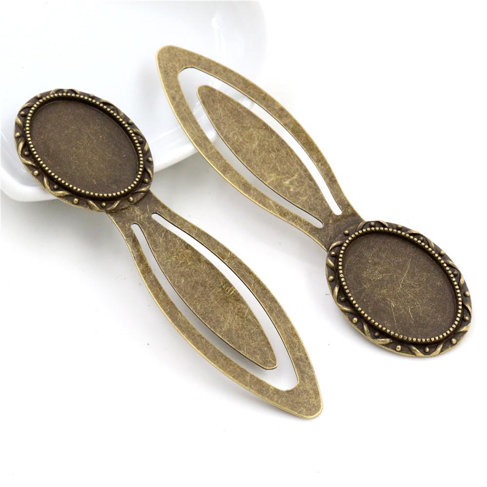 

New Fashion 2pcs 18x25mm Inner Size Antique Silver Plated/Bronze Simple Style Handmade Bookmark Cabochon Base Cameo Setting