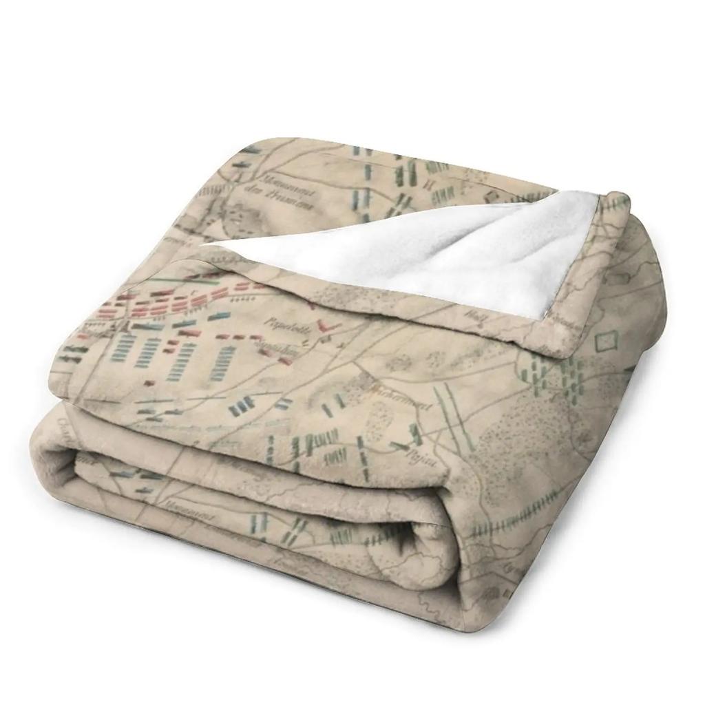 Vintage Battle of Waterloo Map (1846) Throw Blanket throw blanket for sofa Polar blanket Soft Bed Blankets