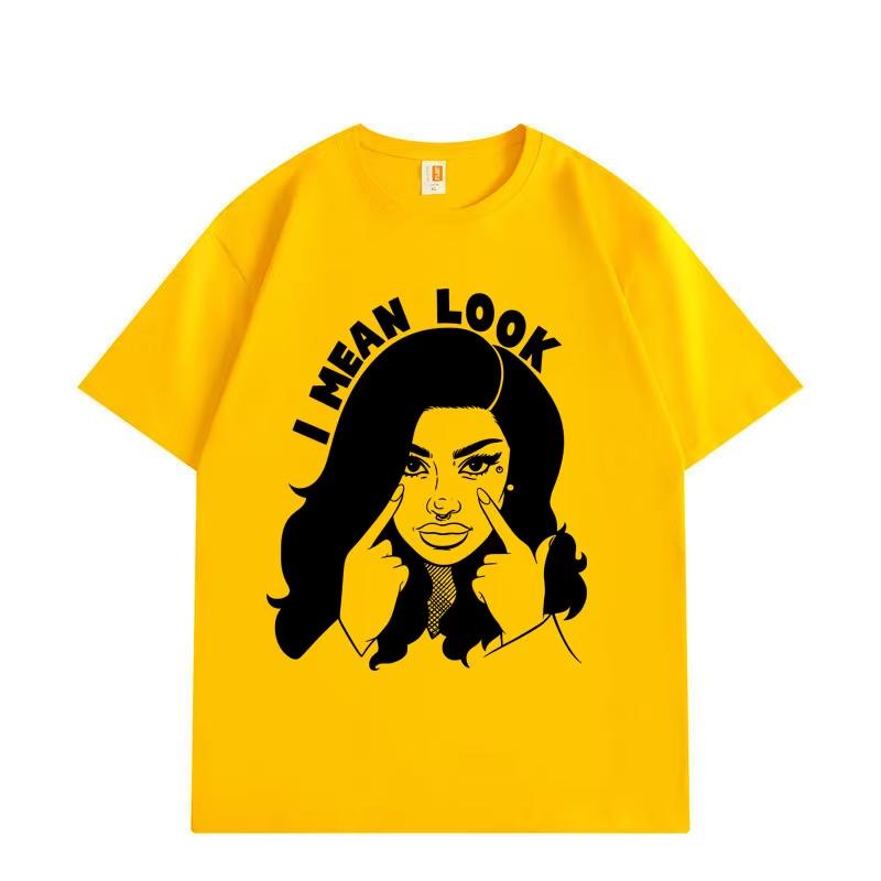 Rapper Cardi B Meme Tshirt I Mean Look Graphic T Shirts Unisexs Unisexs Loose Casual Fashion Hip Hop Short Sleeve Streetwear Tees