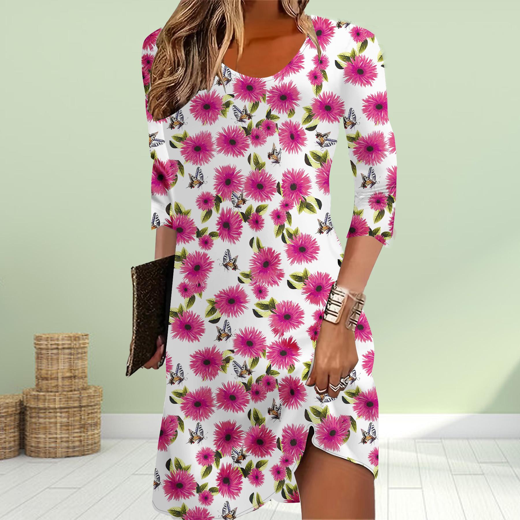 Женское повседневное платье с осенним принтом в виде желтых цветов Платья для женщин — фото 4